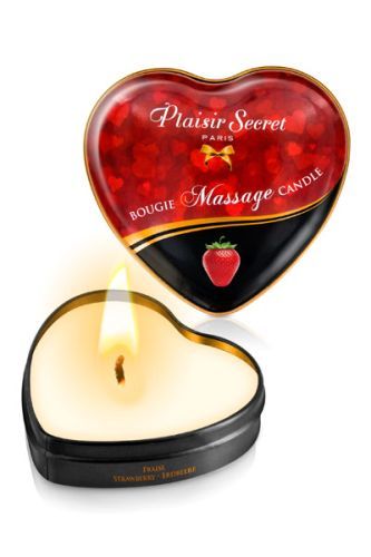 Массажная свеча с ароматом клубники Bougie Massage Candle - 35 мл. - Plaisir Secret - купить с доставкой в Петропавловске-Камчатском