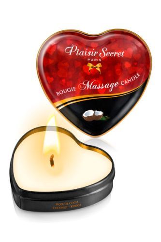 Массажная свеча с ароматом кокоса Bougie Massage Candle - 35 мл. - Plaisir Secret - купить с доставкой в Петропавловске-Камчатском