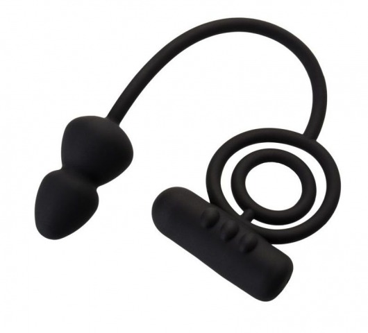 Чёрное эрекционное кольцо с вибропулькой и анальным хвостом - Erotist Adult Toys - в Петропавловске-Камчатском купить с доставкой