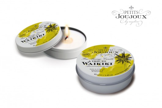 Массажная свеча Petits Joujoux Waikiki Beach с ароматом кокоса и ананаса - 33 гр. - MyStim - купить с доставкой в Петропавловске-Камчатском