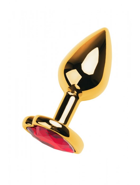 Золотистая анальная пробка с кристаллом-сердцем - 7,5 см. - ToyFa - купить с доставкой в Петропавловске-Камчатском