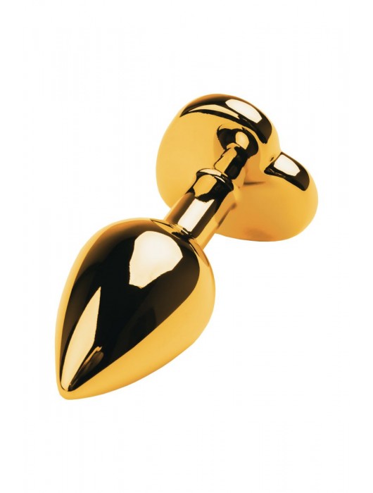 Золотистая анальная пробка с кристаллом-сердцем - 7,5 см. - ToyFa - купить с доставкой в Петропавловске-Камчатском