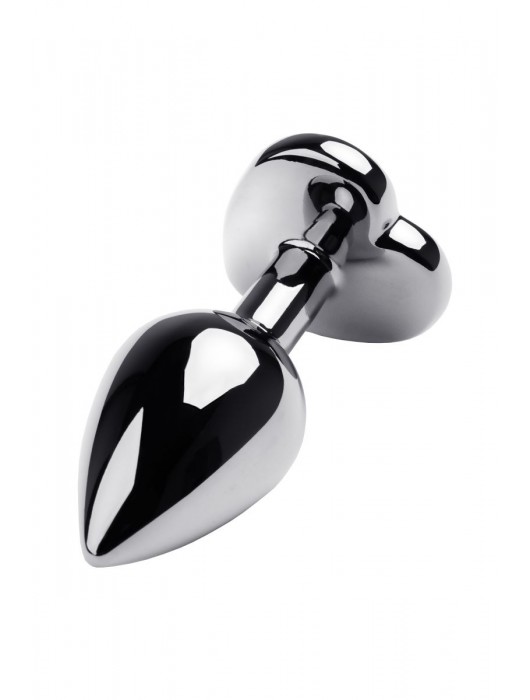 Серебристая анальная пробка с прозрачным кристаллом-сердцем - 8 см. - ToyFa - купить с доставкой в Петропавловске-Камчатском
