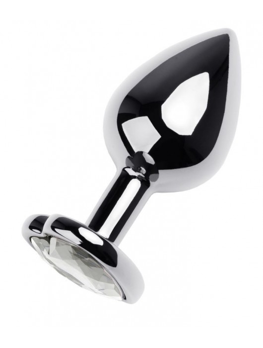 Серебристая анальная пробка с прозрачным кристаллом-сердцем - 8 см. - ToyFa - купить с доставкой в Петропавловске-Камчатском