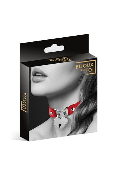 Красный чокер с замком в форме сердца - Bijoux Pour Toi - купить с доставкой в Петропавловске-Камчатском