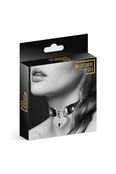 Черный чокер с замком в форме сердца - Bijoux Pour Toi - купить с доставкой в Петропавловске-Камчатском
