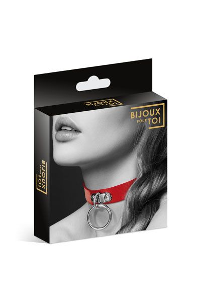 Красный узенький чокер с кольцом - Bijoux Pour Toi - купить с доставкой в Петропавловске-Камчатском