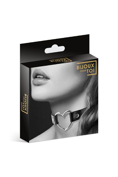 Чёрный чокер с кольцом в форме сердца - Bijoux Pour Toi - купить с доставкой в Петропавловске-Камчатском