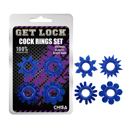 Набор из 4 синих колец Get Lock - Chisa - в Петропавловске-Камчатском купить с доставкой
