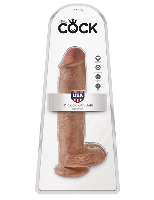 Фалоимитатор-мулат на присоске 11  Cock with Balls - 28 см. - Pipedream