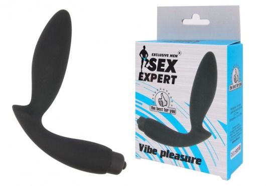 Чёрный вибростимулятор простаты Sex Expert Vibe Pleasure - Sex Expert - в Петропавловске-Камчатском купить с доставкой