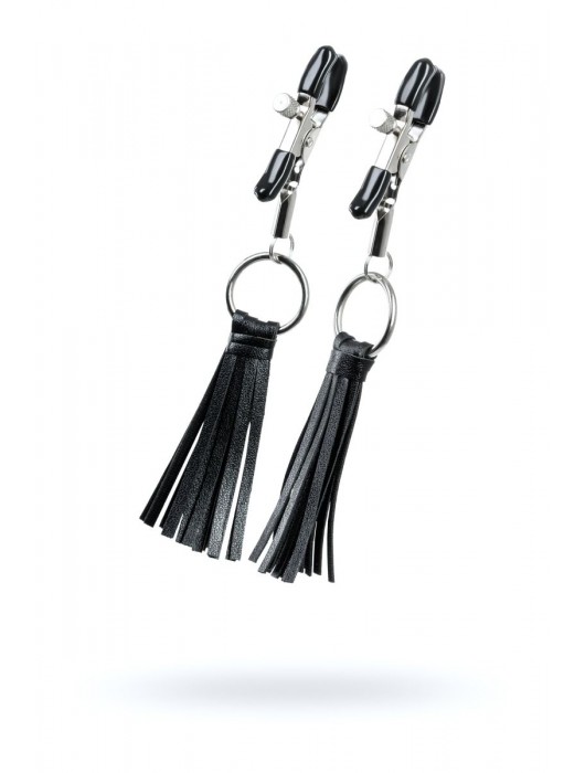 Черно-серебристые зажимы для сосков Theatre с кисточками - ToyFa - купить с доставкой в Петропавловске-Камчатском