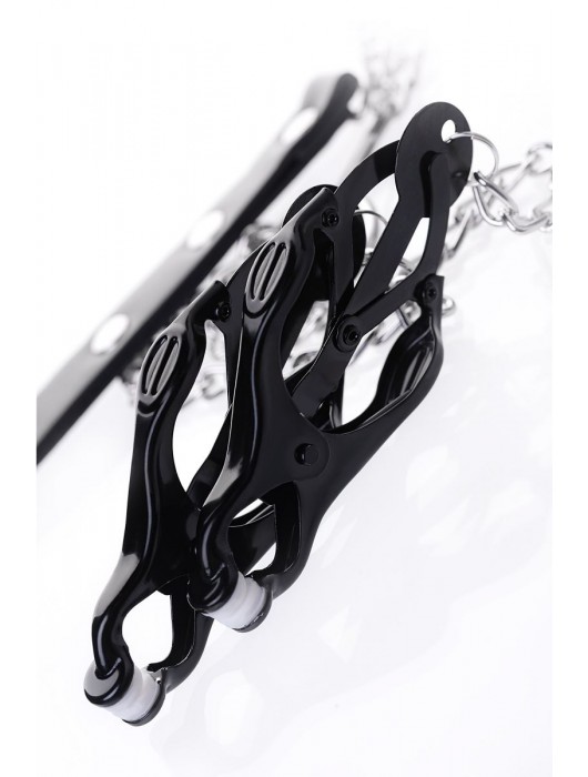 Черно-серебристые зажимы для сосков с кольцом для пениса TOYFA Metal - ToyFa - купить с доставкой в Петропавловске-Камчатском